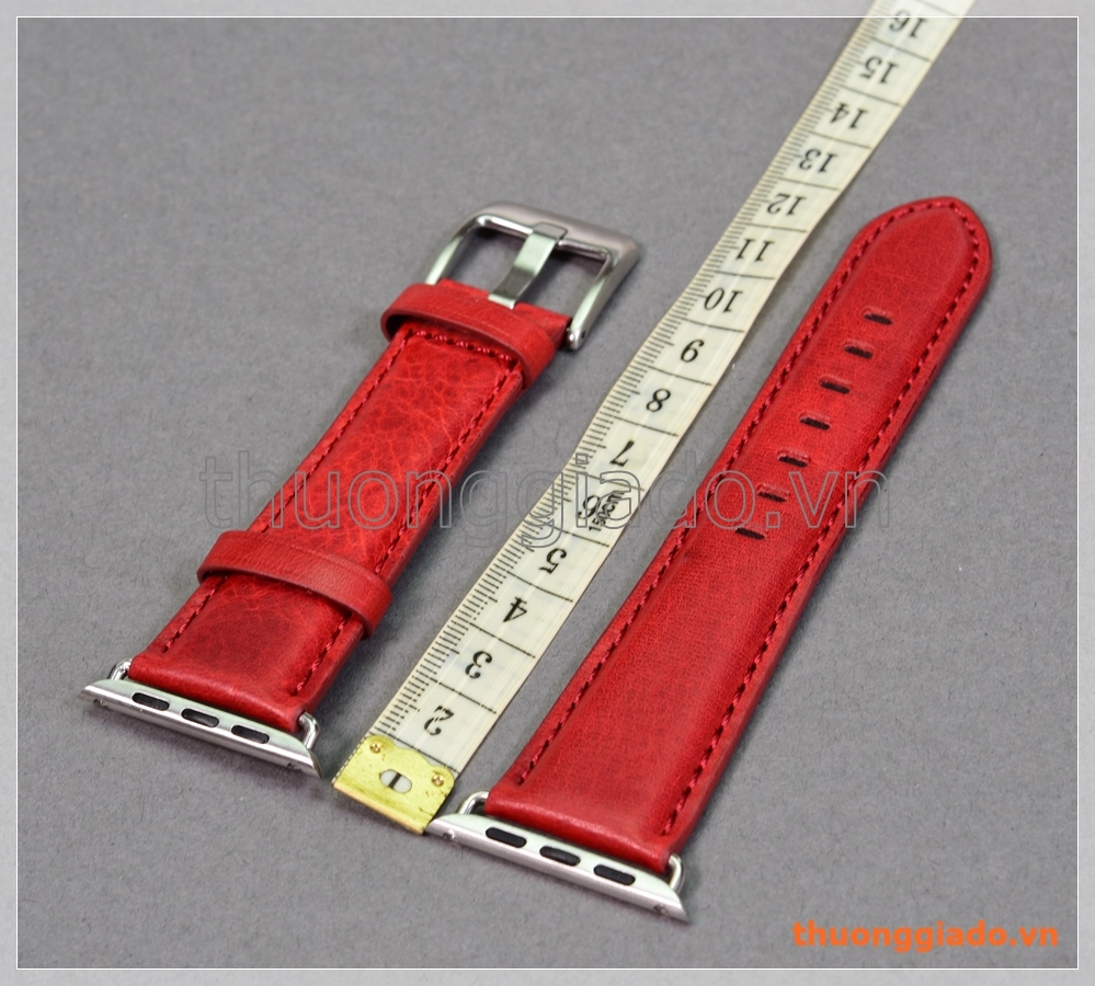Dây đồng hồ Apple Watch 42mm, Apple Watch 44mm màu đỏ (da bò ITALY)