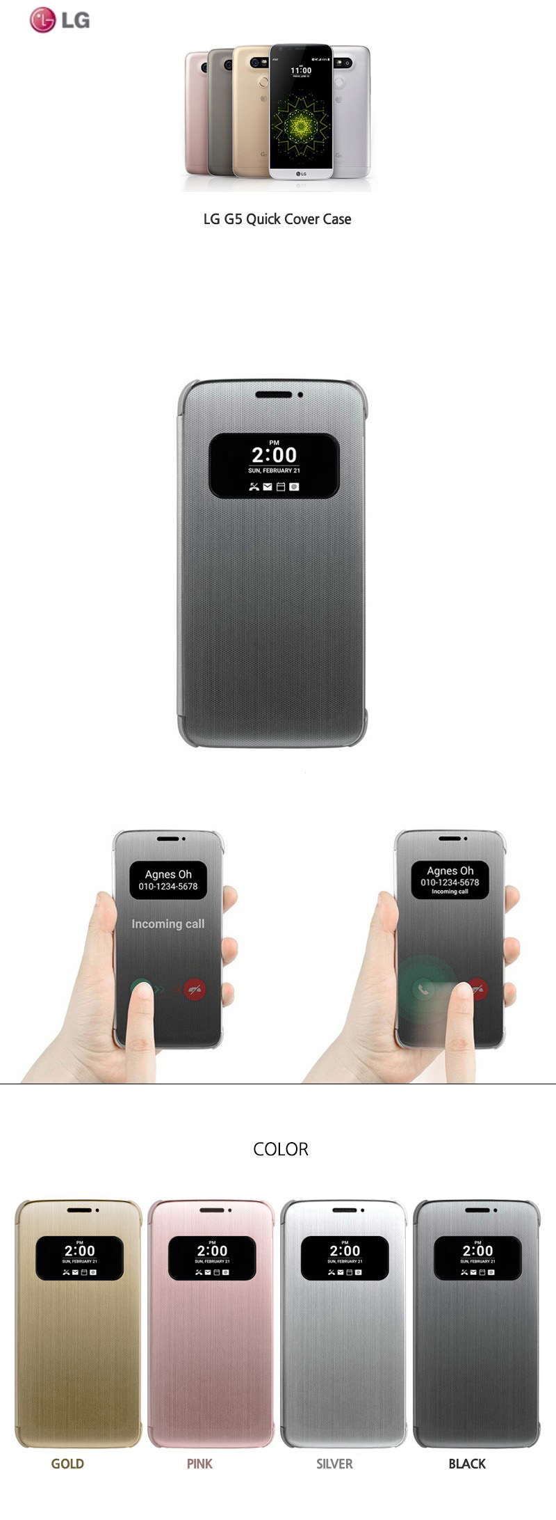 LG G5 Quick Cover (CFV-160), bao da chính hãng LG