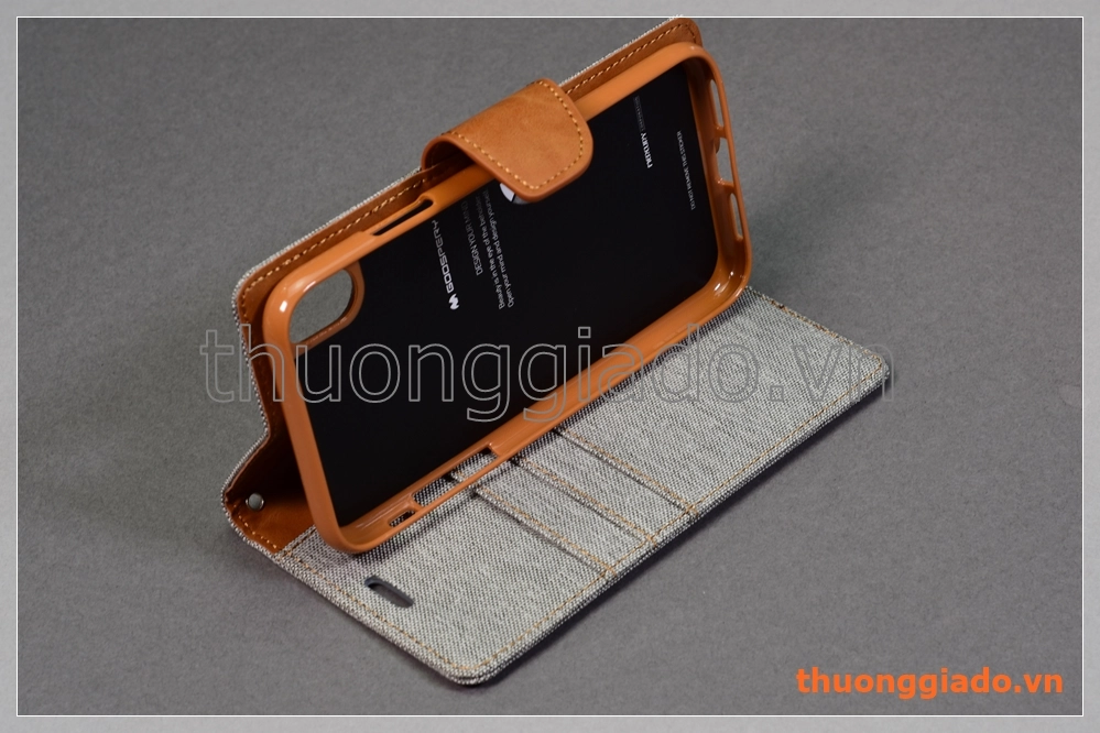 Bao da cầm tay iPhone XR (6.1"), hiệu Goospery, CANVAS DIARY Bao da cầm tay iPhone XR (6.1"), hiệu Goospery, CANVAS DIARY