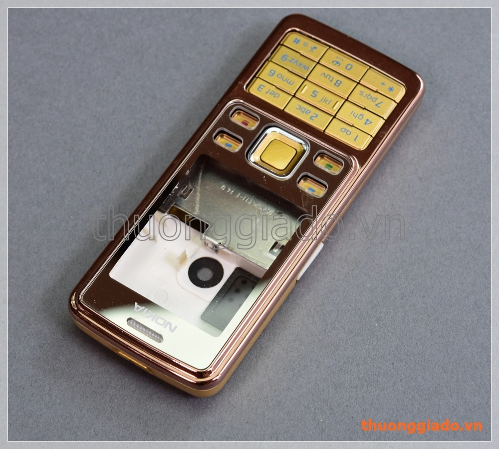 Bộ vỏ Nokia 6300 màu nâu vàng (viền+nắp nắp lưng màu nâu), hàng zin