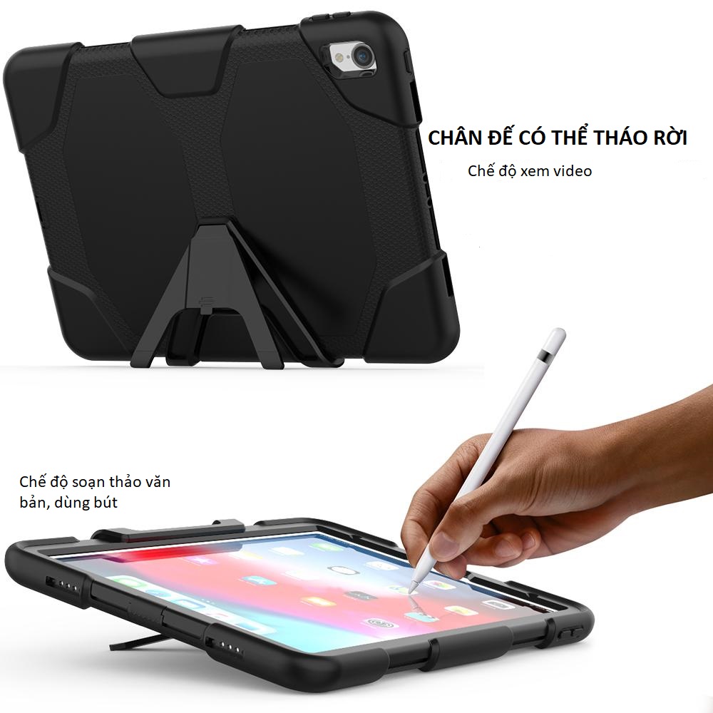 Ốp lưng chống sốc, chống va đập cho iPad Pro 11 inch, 3 lớp bảo vệ trong một
