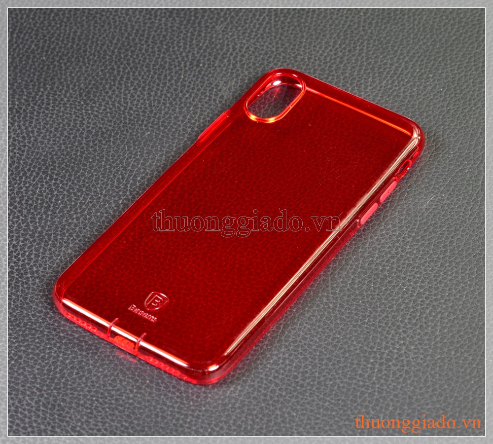 Ốp lưng silicone iPhone X (5.8"), màu đỏ nhìn xuyên thấu, Baseus - Pluggy TPU Case
