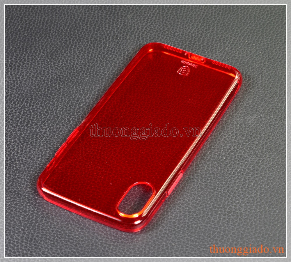 Ốp lưng silicone iPhone X (5.8"), màu đỏ nhìn xuyên thấu, Baseus - Pluggy TPU Case