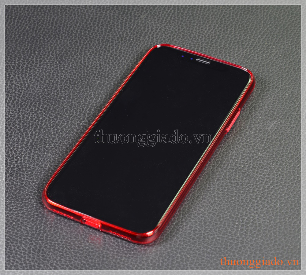 Ốp lưng silicone iPhone X (5.8"), màu đỏ nhìn xuyên thấu, Baseus - Pluggy TPU Case