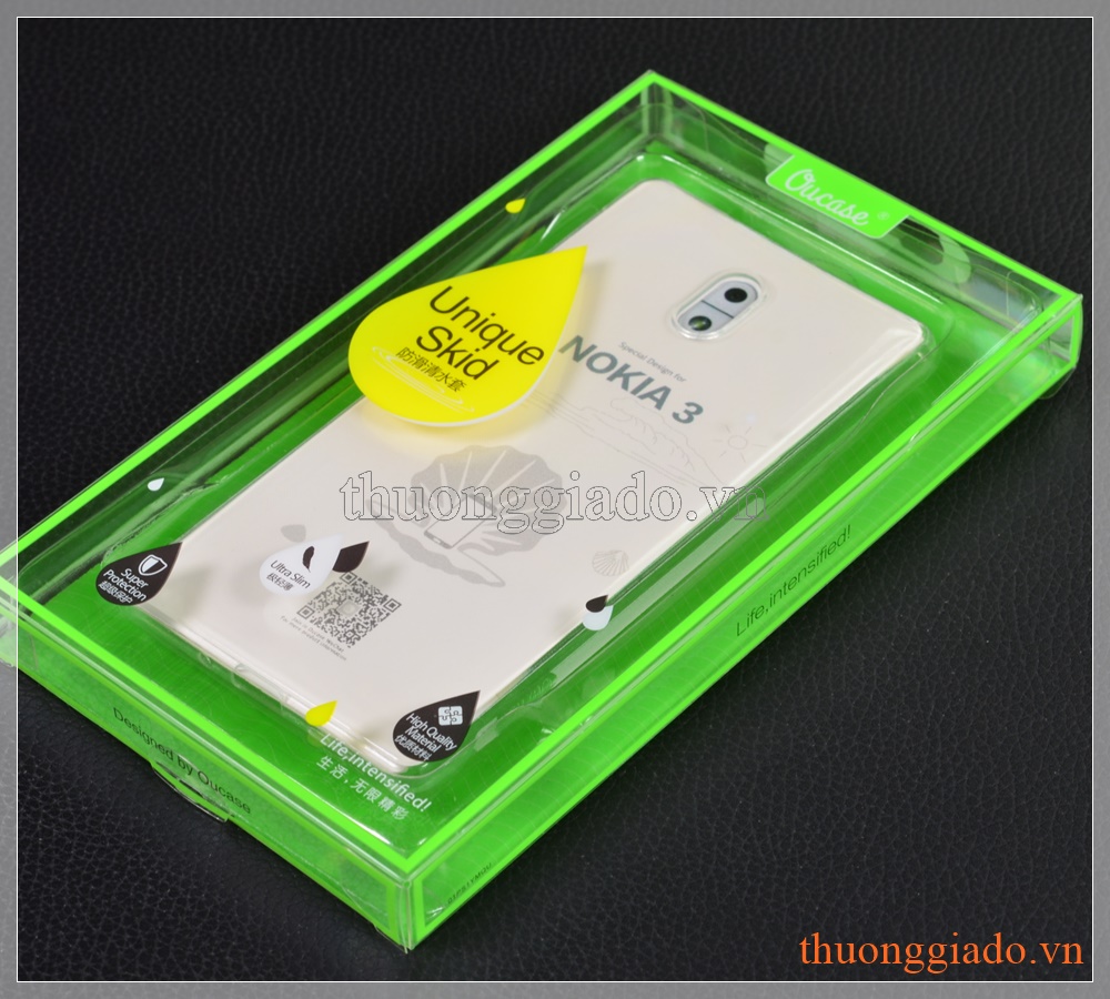 Ốp lưng silicone Nokia 3 (5.0"), màu trong suốt, hiệu VU case