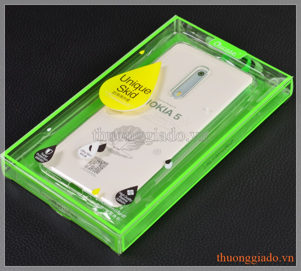 Ốp lưng silicone Nokia 5 (5.2"), màu trong suốt, hiệu VU case