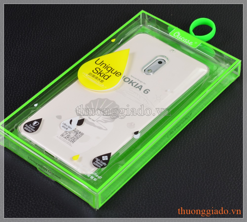 Ốp lưng silicone Nokia 6 (5.5"), màu trong suốt, hiệu VU case