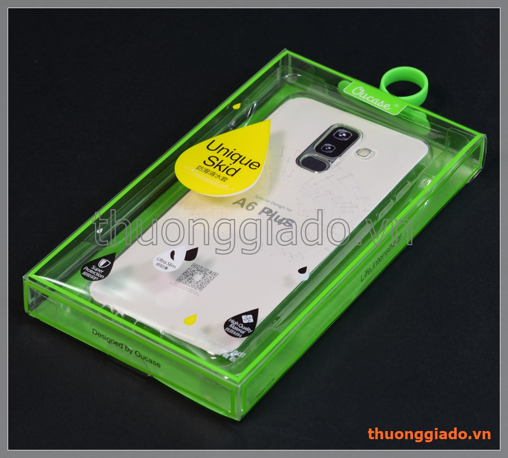 Ốp lưng silicone Samsung Galaxy A6+/ A6 Plus (hiệu Vu Case), màu trong suốt