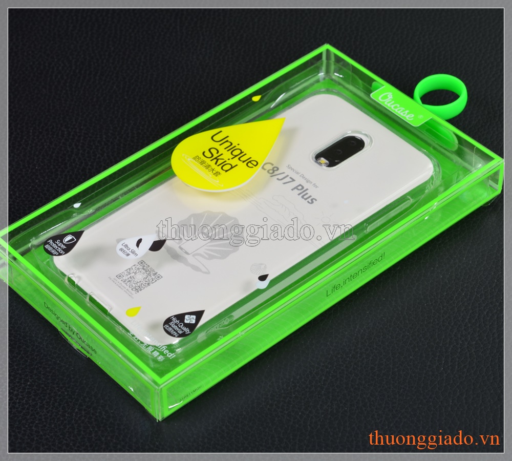 Ốp lưng silicone Samsung J7 Plus/ C710 (màu trong suốt, hiệu VU case)