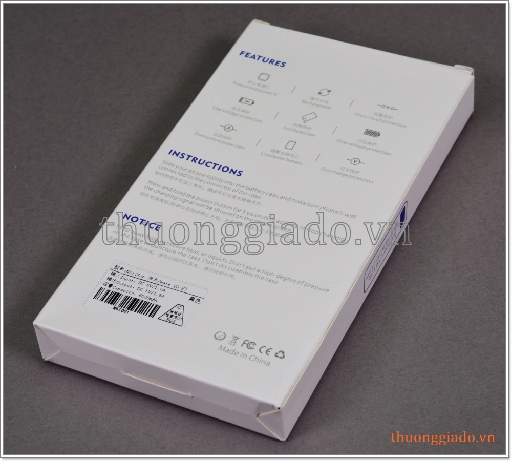 Pin dự phòng Huawei Mate 20 X, Mate 20X kiêm ốp lưng bảo vệ, dung lượng 6000mAh