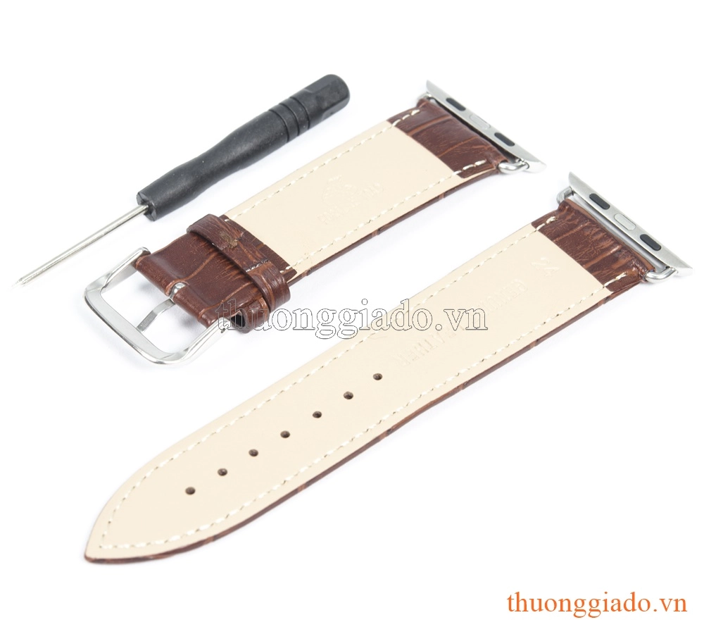 Dây đồng hồ Apple Watch 42mm (da bò, dập vân cá sấu)