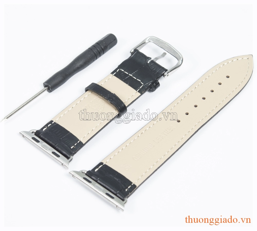 Dây đồng hồ Apple Watch 42mm (da bò, dập vân cá sấu)