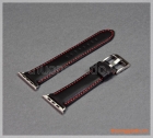 Dây đồng hồ Apple Watch 42mm (dây da bò, màu đen, chỉ viền màu đỏ)