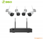 Qihoo 360 NVR D808 1080p, bộ camera giám sát với 01 đầu thu và 04 camera