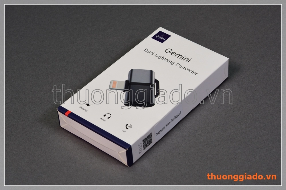 Đầu chuyển đổi lightning 1 ra 2, hỗ trợ cùng lúc sạc và nghe nhạc (hiệu Wiwu)
