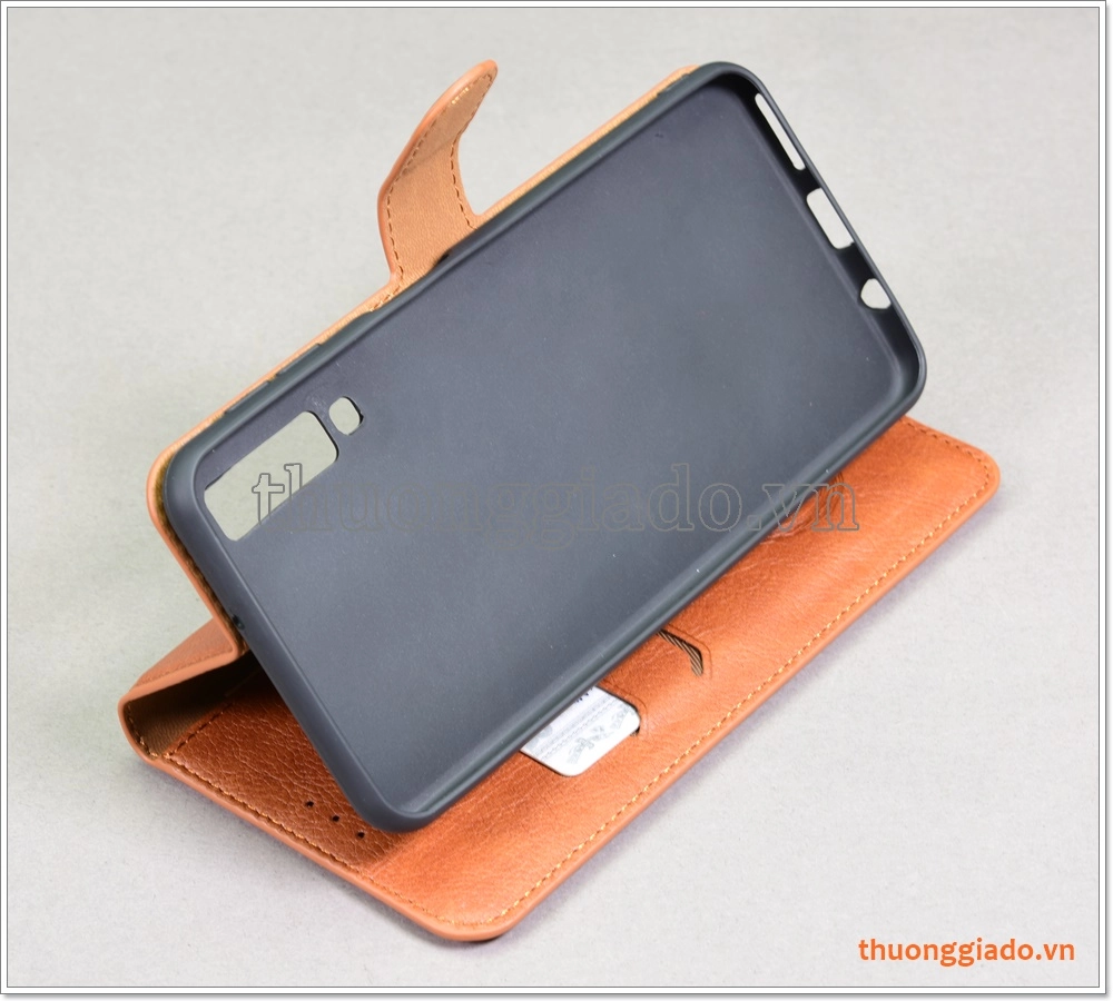 Bao da Samsung Galaxy A7 (2018), bao da cầm tay, chất liệu da bò, hiệu Kaiyue