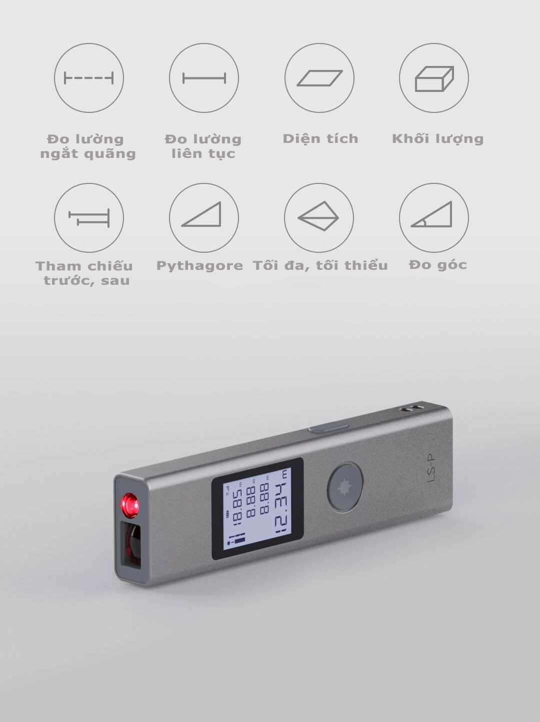 Máy đo khoảng cách laser Xiaomi Duka LS-P, khoảng cách đo tối đa 40 mét Máy đo khoảng cách laser Xiaomi Duka LS-P, khoảng cách đo tối đa 40 mét