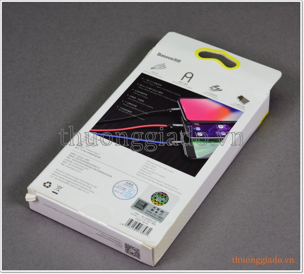 Cáp sạc usb đa năng 3 trong 1 (lightning, usb-c, micro usb) hiệu Baseus