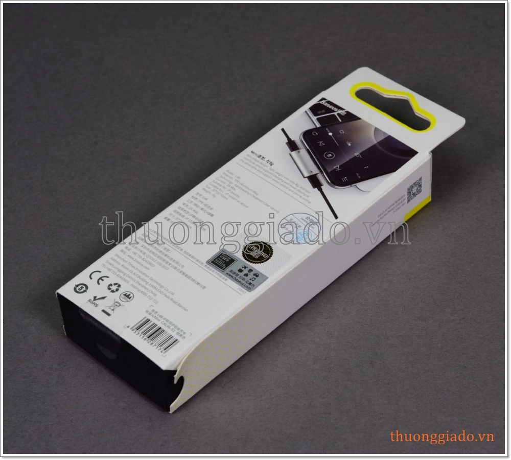 Đầu chuyển đổi 1 ra 2 cổng lightning (Baseus L46),hỗ trợ tai nghe+sạc