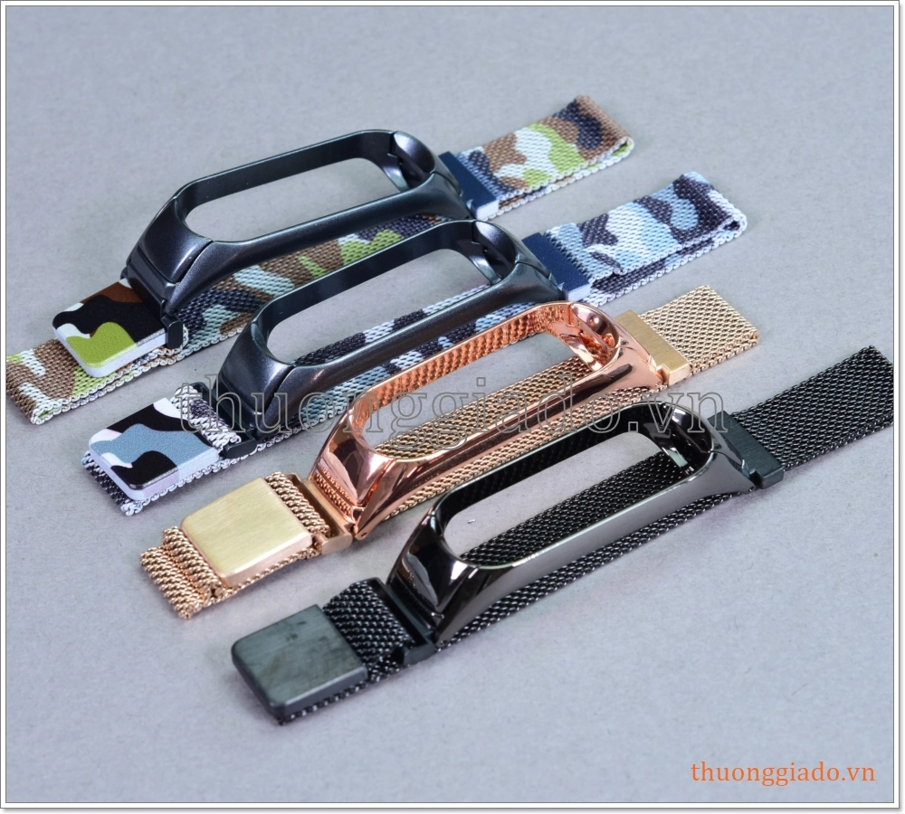Dây vòng đeo tay Mi Band 4 (hợp kim, khóa hít nam châm, mắt lưới siêu nhỏ)