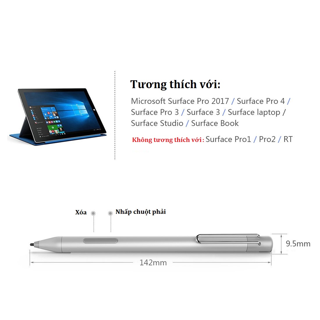 Bút Active Stylus MEMPP303 cho Microsoft Surface Pro 6 Pro 4 Pro 3