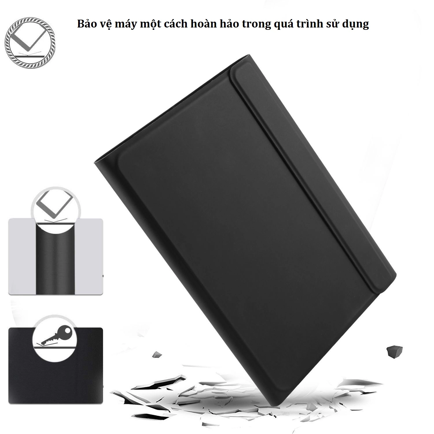 Bàn phím bluetooth iPad mini 5, kèm bao da, có ngăn để bút