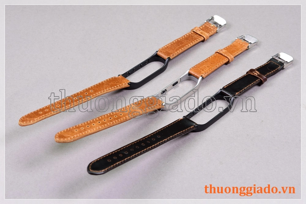 Dây đeo tay thay thế cho Mi Band 4 (chất liệu da bò, khóa giữ máy thông minh)