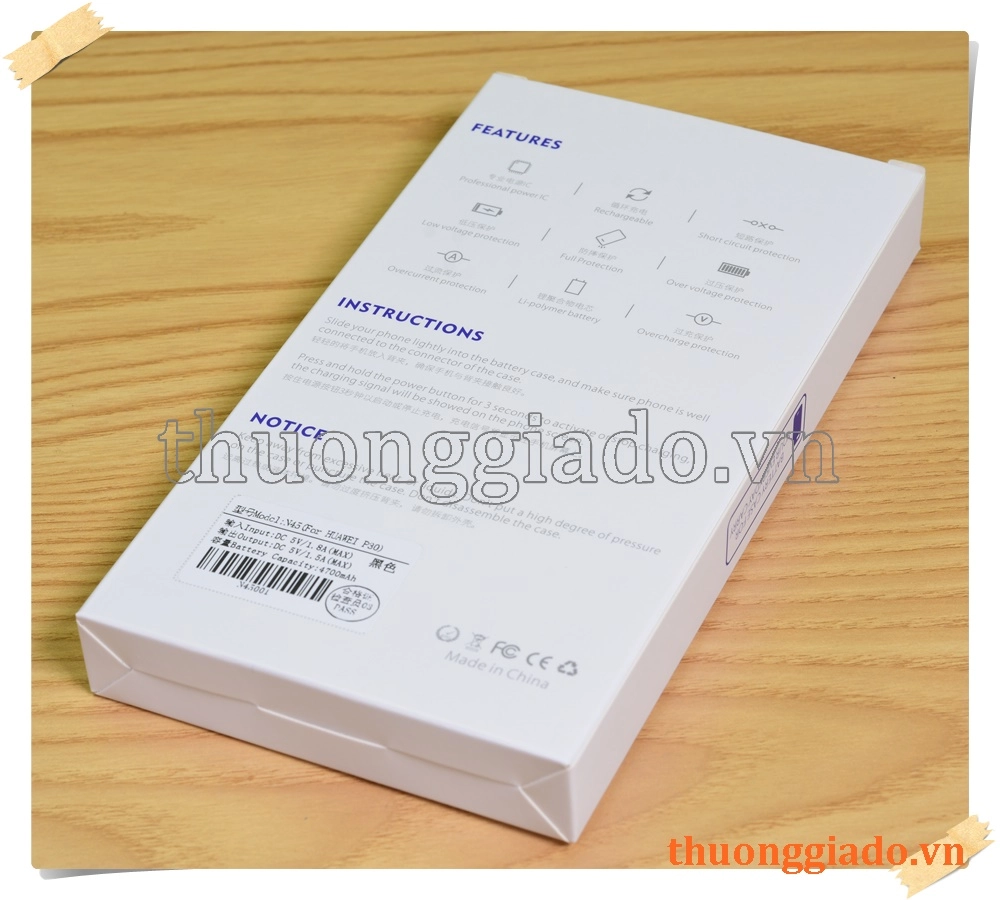 Pin dự phòng Huawei P30 (6.1 inch) 4700mAh kiêm ốp lưng bảo vệ chống sốc