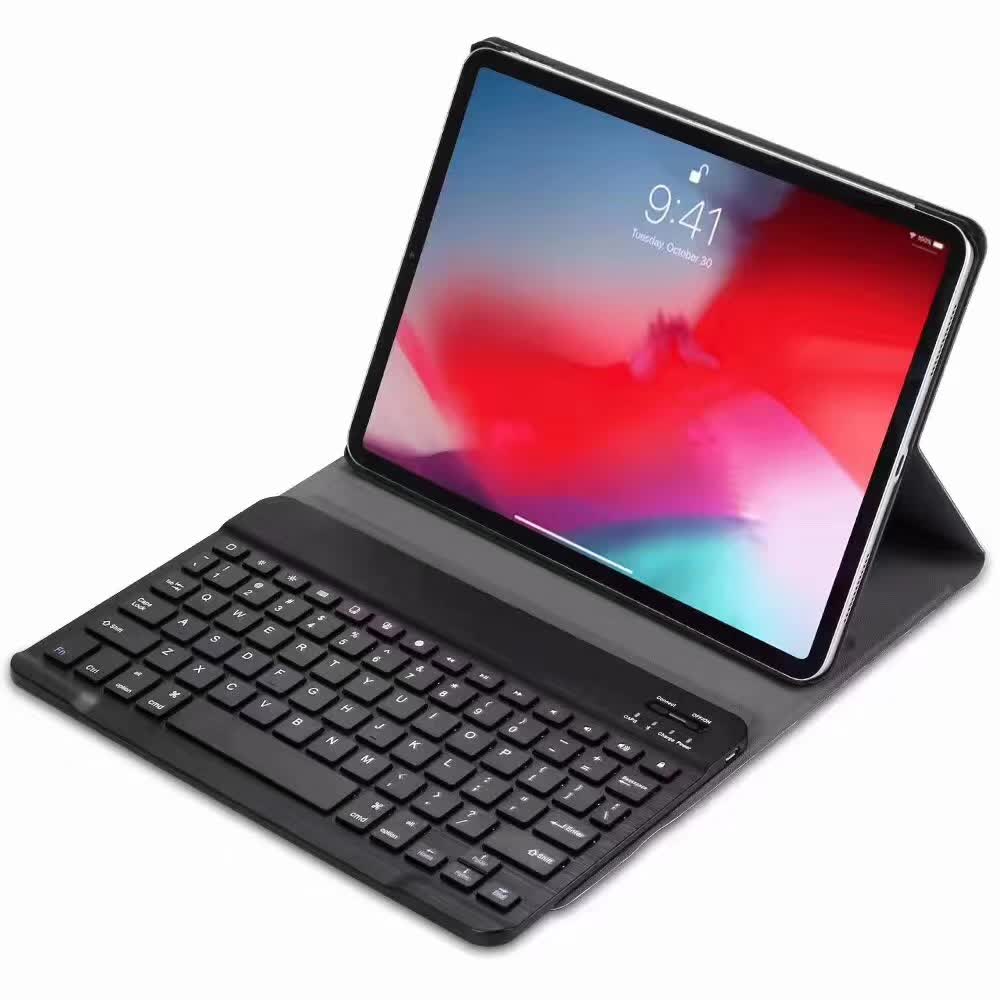 Bàn phím bluetooth iPad Pro 11 inch, kèm bao da, có ngăn đựng bút