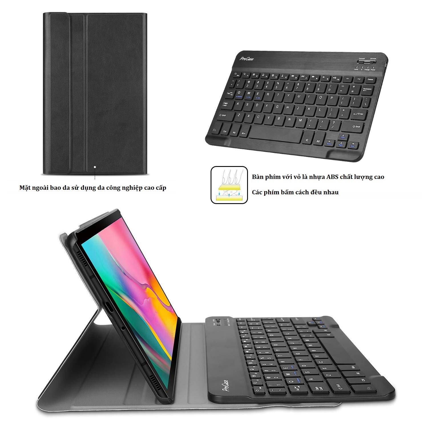 Bàn phím bluetooth Samsung T515, T510, Galaxy Tab A 10.1 (2019), kèm bao da