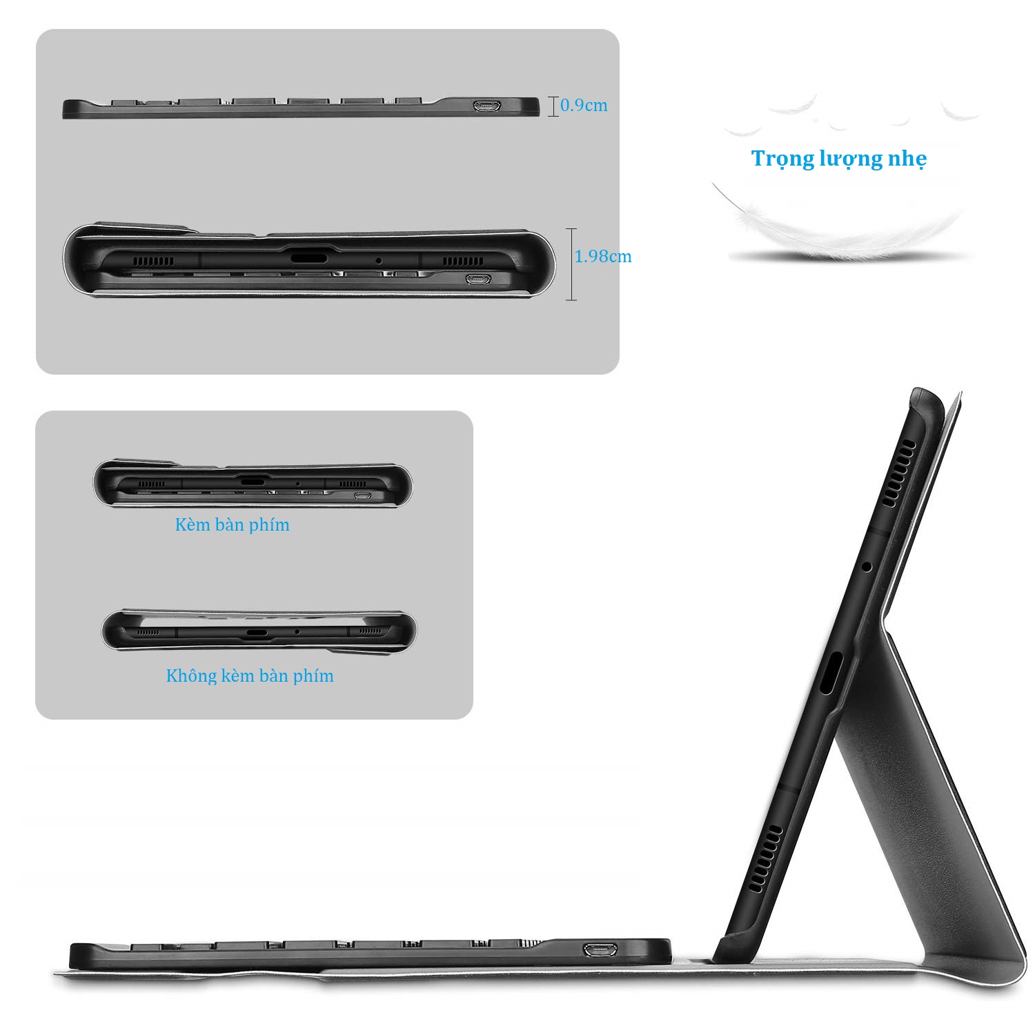 Bàn phím bluetooth Samsung T515, T510, Galaxy Tab A 10.1 (2019), kèm bao da