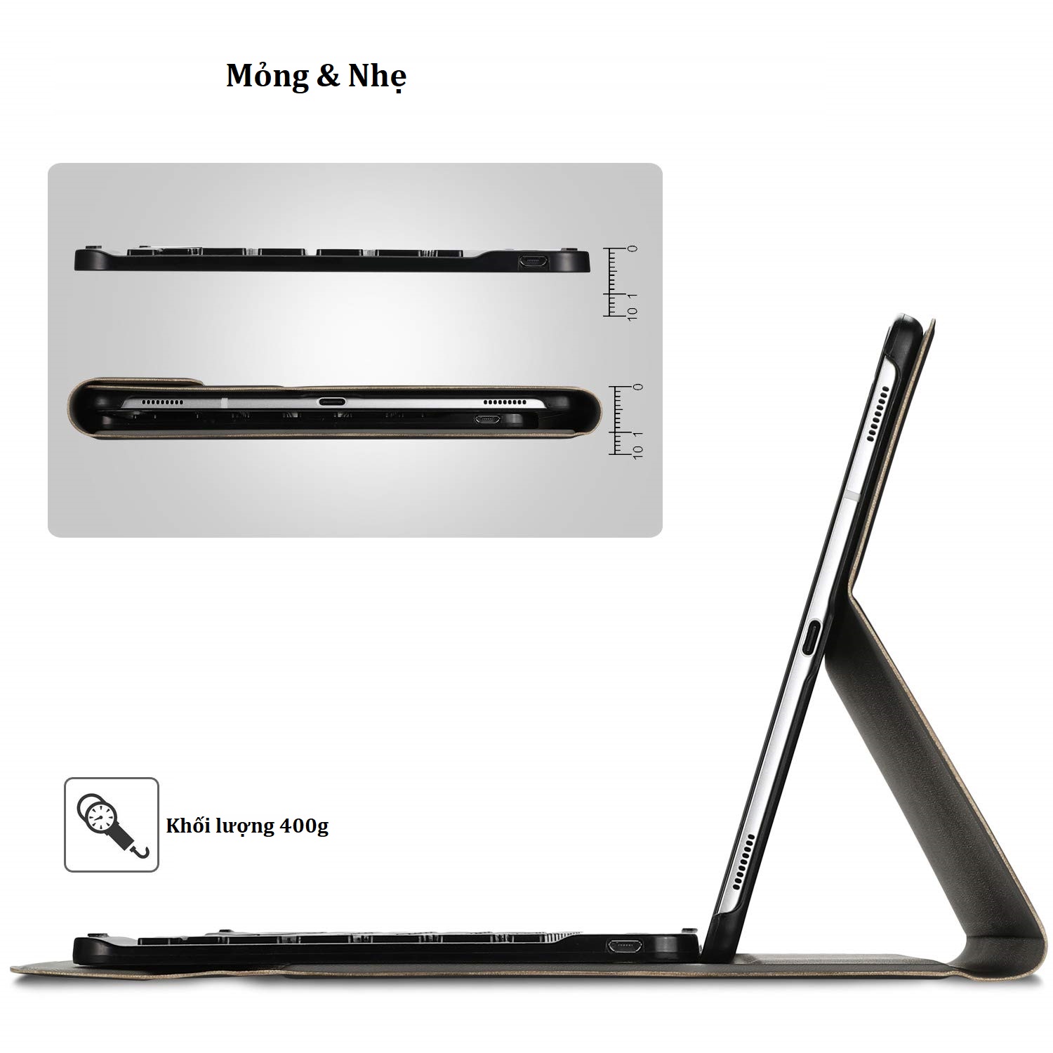 Bàn phím bluetooth Samsung T725, T720, Galaxy Tab S5E, kèm bao da