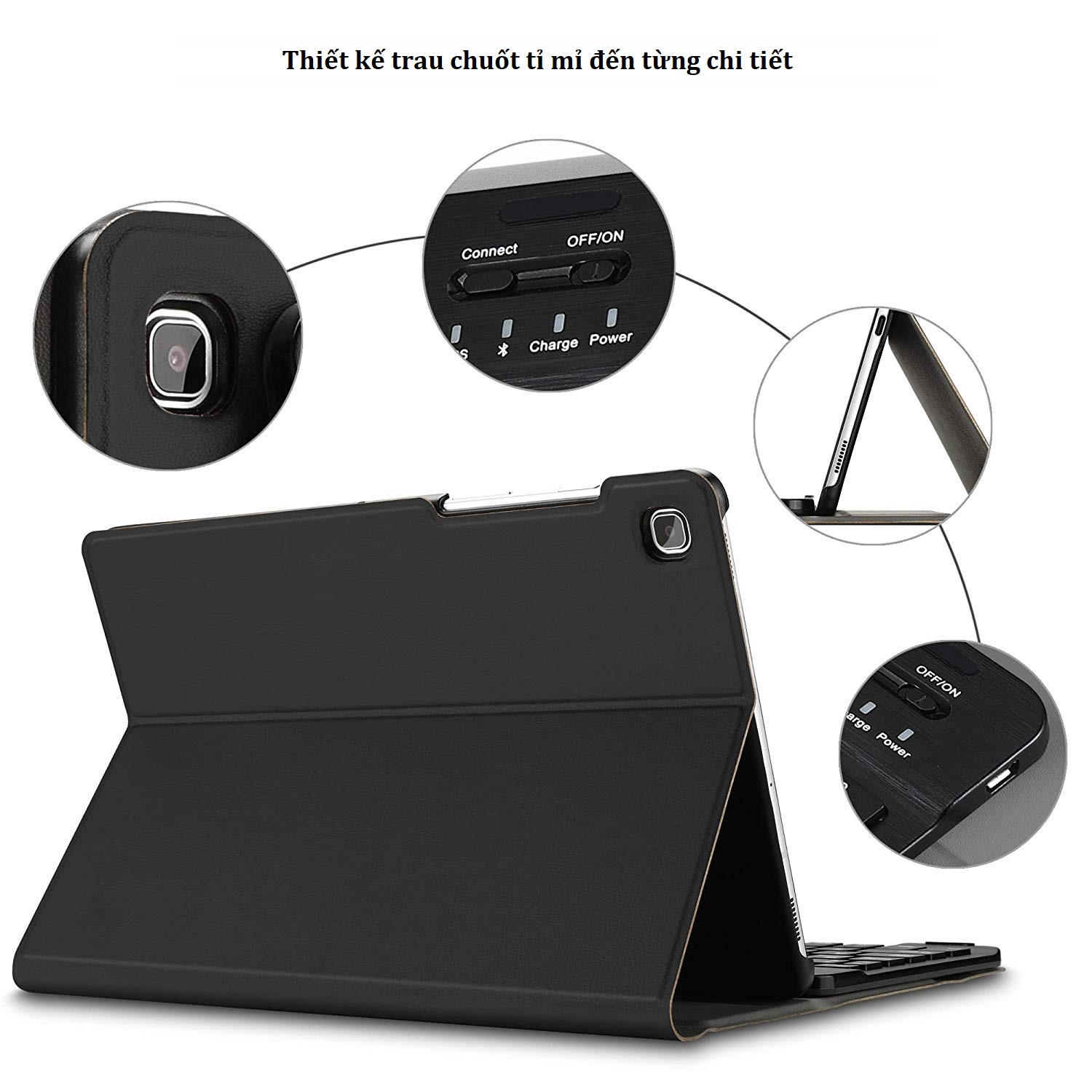 Bàn phím bluetooth Samsung T725, T720, Galaxy Tab S5E, kèm bao da