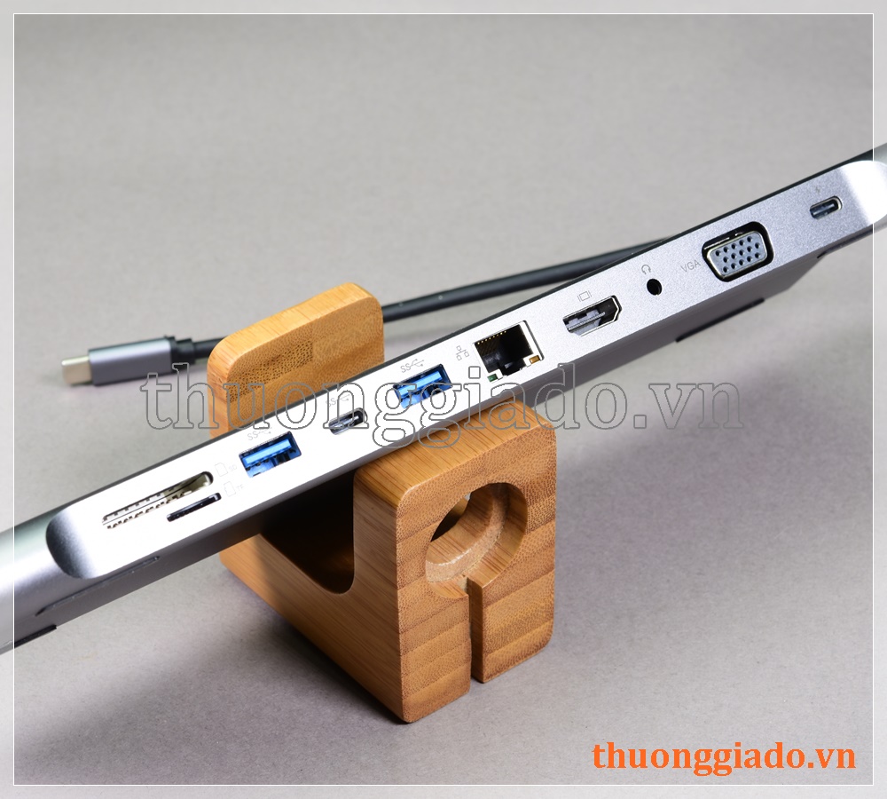 Cáp chuyển đổi usb-c ra đầu đa chức năng (11 trong 1) HDMI/VGA/USB/ETHERNET/3.5MM