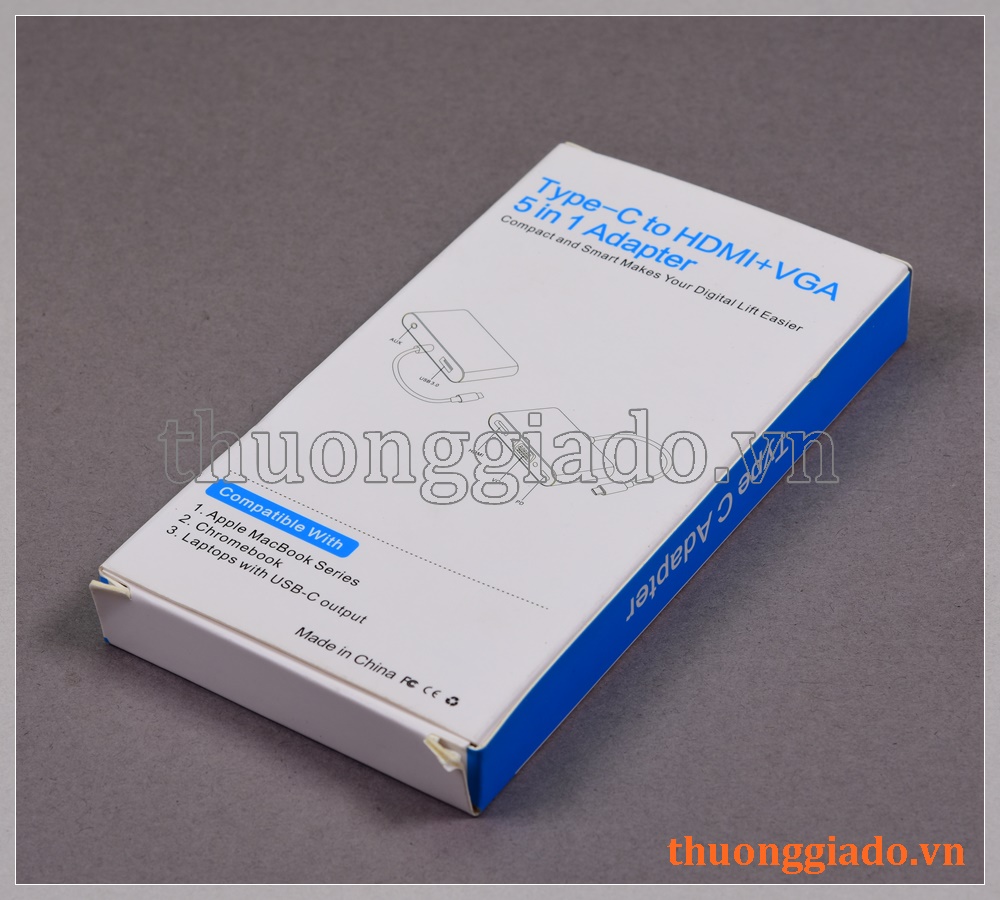 Cáp chuyển đổi USB Type-C sang HDMI/VGA/USB 3.0/PD+AUDIO (5 trong 1)