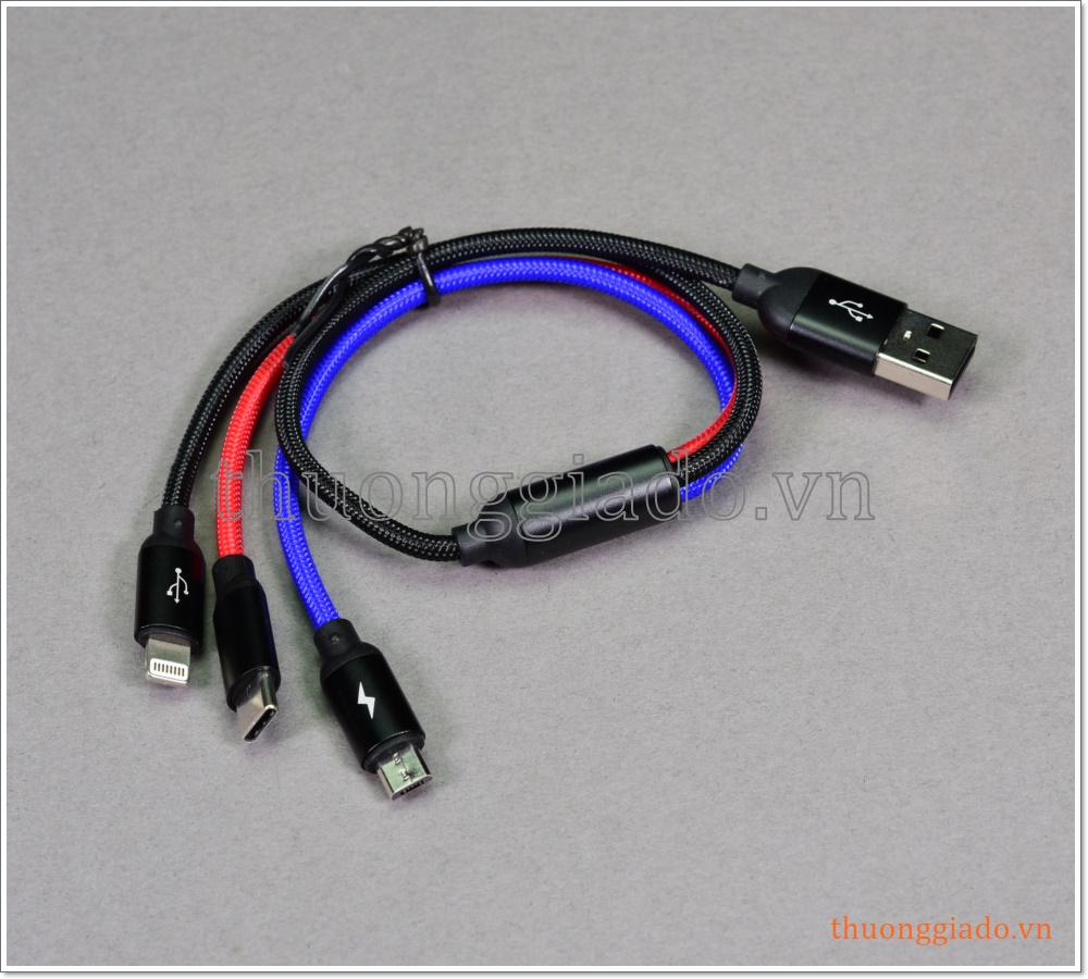 Cáp sạc usb đa năng 3 trong 1 (lightning, usb-c, micro usb) hiệu Baseus