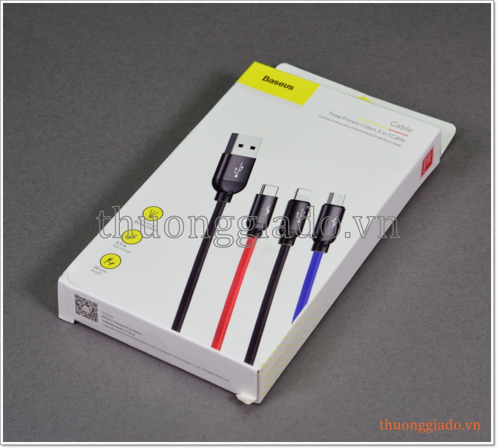 Cáp sạc usb đa năng 3 trong 1 (lightning, usb-c, micro usb) hiệu Baseus
