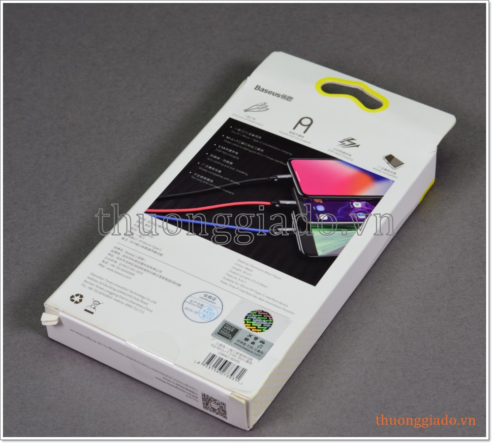 Cáp sạc usb đa năng 3 trong 1 (lightning, usb-c, micro usb) hiệu Baseus