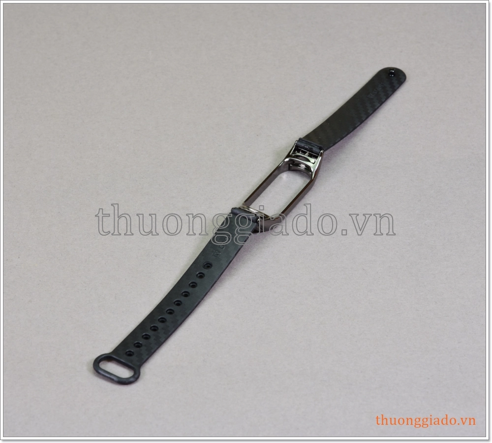 Dây thay thế vòng đeo tay Mi Band 4/ Mi Band 3 (viền hợp kim, dây cao su vân carbon)