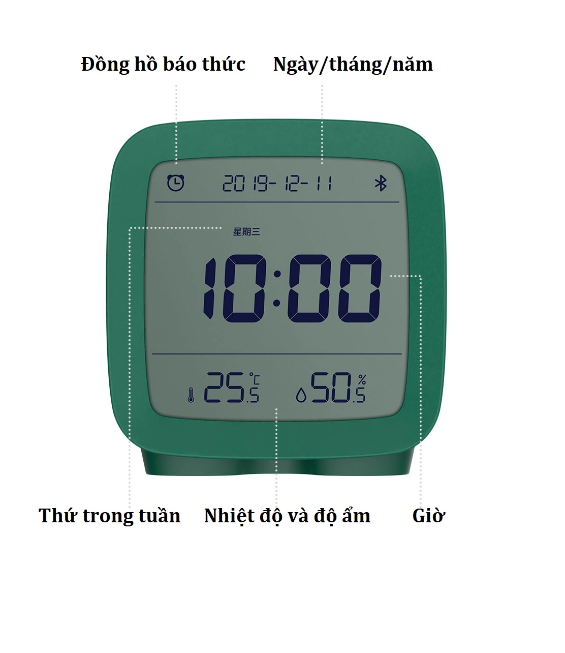 Đồng hồ báo thức Xiaomi Qingping CGD1 (kết nối Mihome, báo nhiệt độ, độ ẩm)
