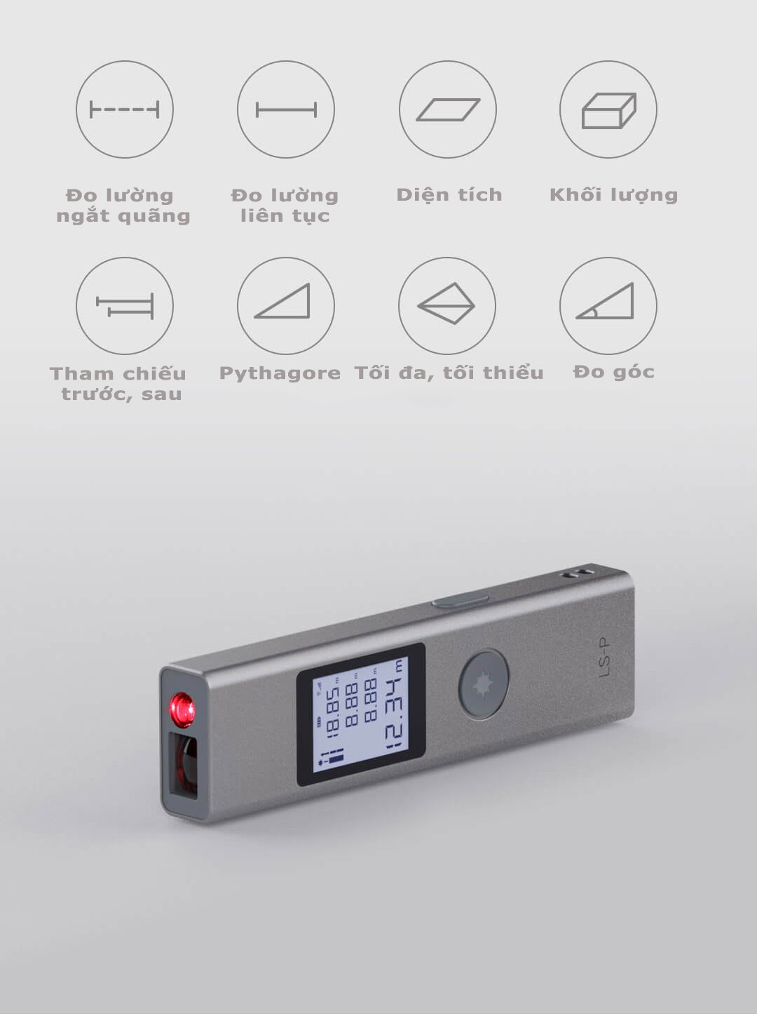 Máy đo khoảng cách laser Xiaomi Duka LS-P, khoảng cách đo tối đa 40 mét