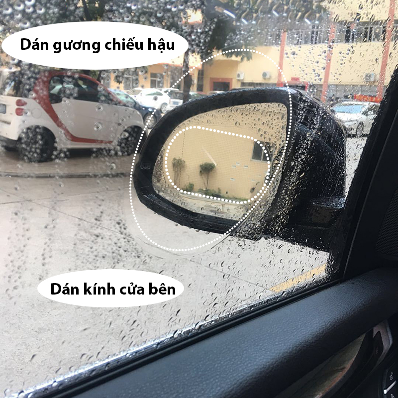Miếng dán chống đọng nước gương ô tô (hiệu Baseus, 02 miếng, cỡ 80x80mm)