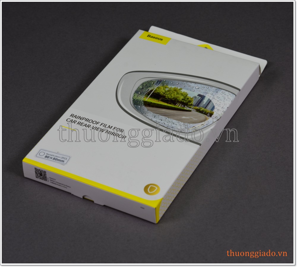 Miếng dán chống đọng nước gương ô tô (hiệu Baseus, 02 miếng, cỡ 80x80mm)