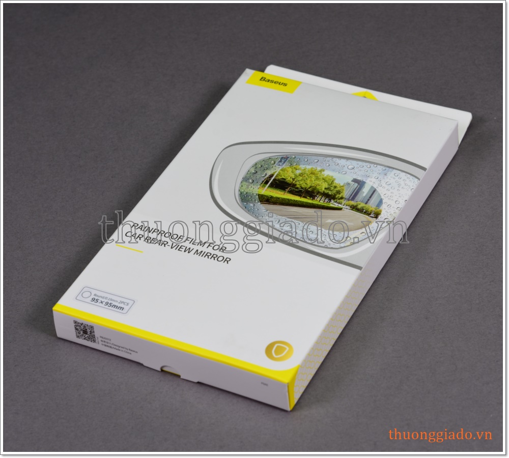 Miếng dán chống đọng nước gương ô tô (hiệu Baseus, 02 miếng, cỡ 95x95mm)
