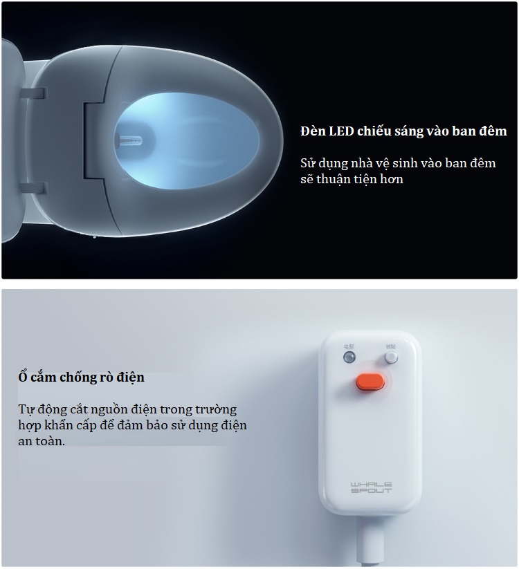 Nắp bồn cầu thông minh Xiaomi WHALE SPOUT Pro LY-ST1808-008B (kết nối Mihome)