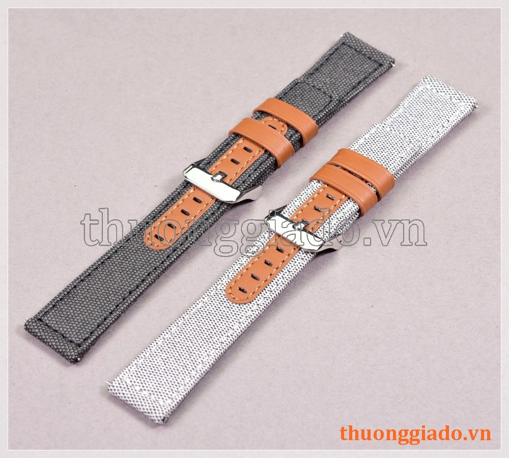 Dây đồng hồ 20mm cho Samsung Gear S2 Classic, Galaxy Watch Active (dây vải+da)