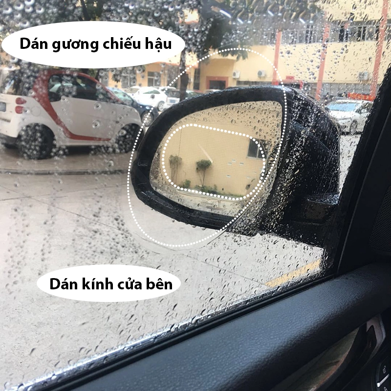 Miếng dán chống đọng nước gương ô tô (hiệu Baseus, 02 miếng, cỡ 80x80mm)