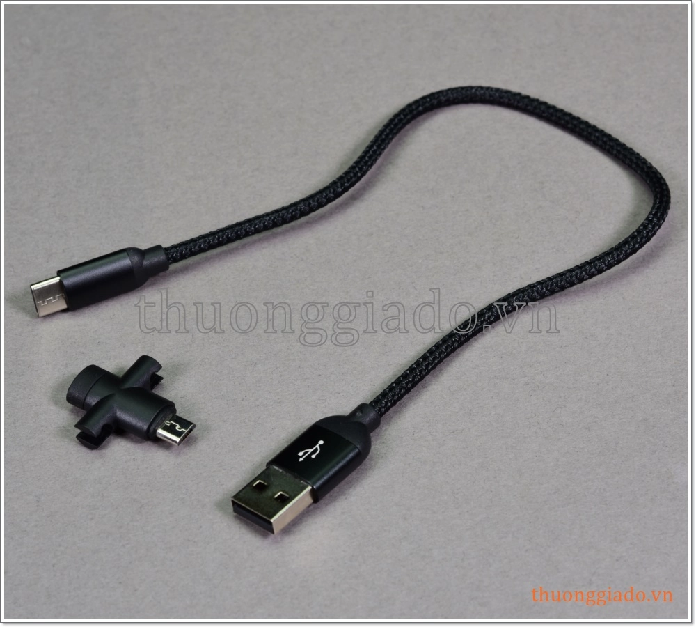 Cáp sạc usb 2 trong 1 loại ngắn (usb-c và micro usb) hiệu Baseus