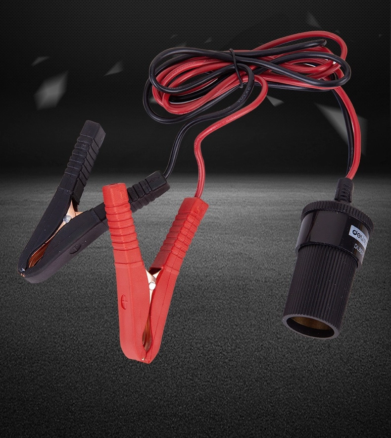Dây kẹp đầu ắc quy chuyển đổi sang cổng cắm tẩu ô tô (deli DL8070,1m,15A)