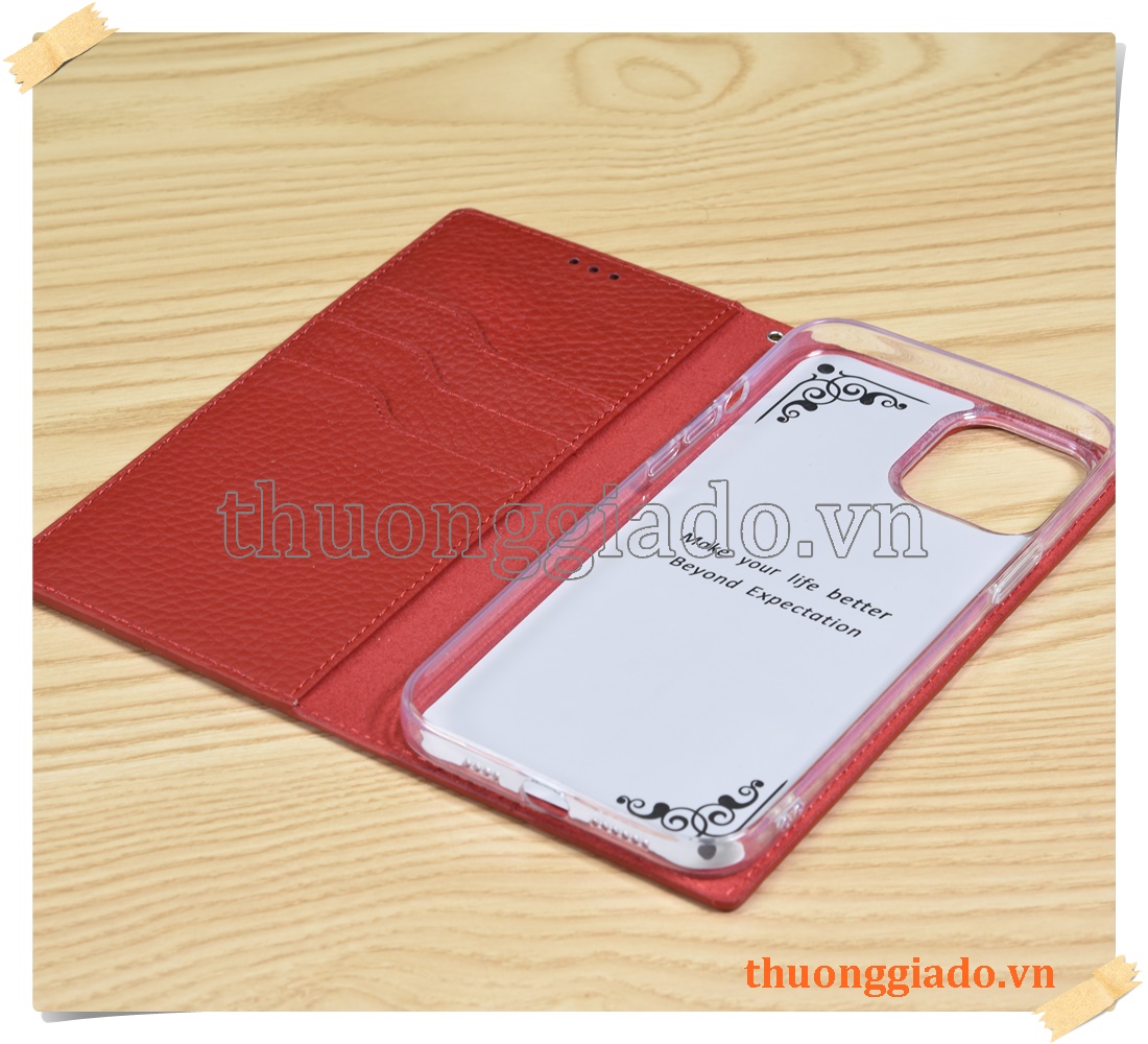Bao da cầm tay iPhone 12 Pro Max (da bò) flip leather case